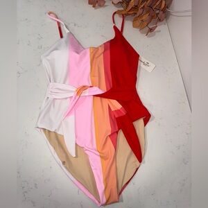 Colorful Striped Women Swim One Piece